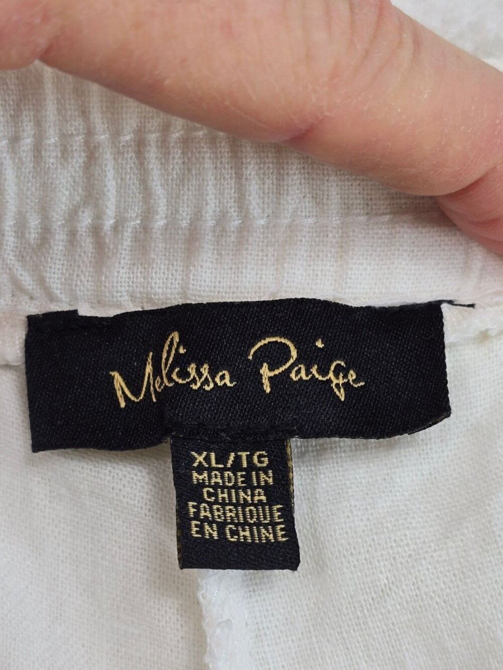 Melissa Paige White Linen Blend Drawstring Pants XL With Tassels Boho - Picture 2 of 5